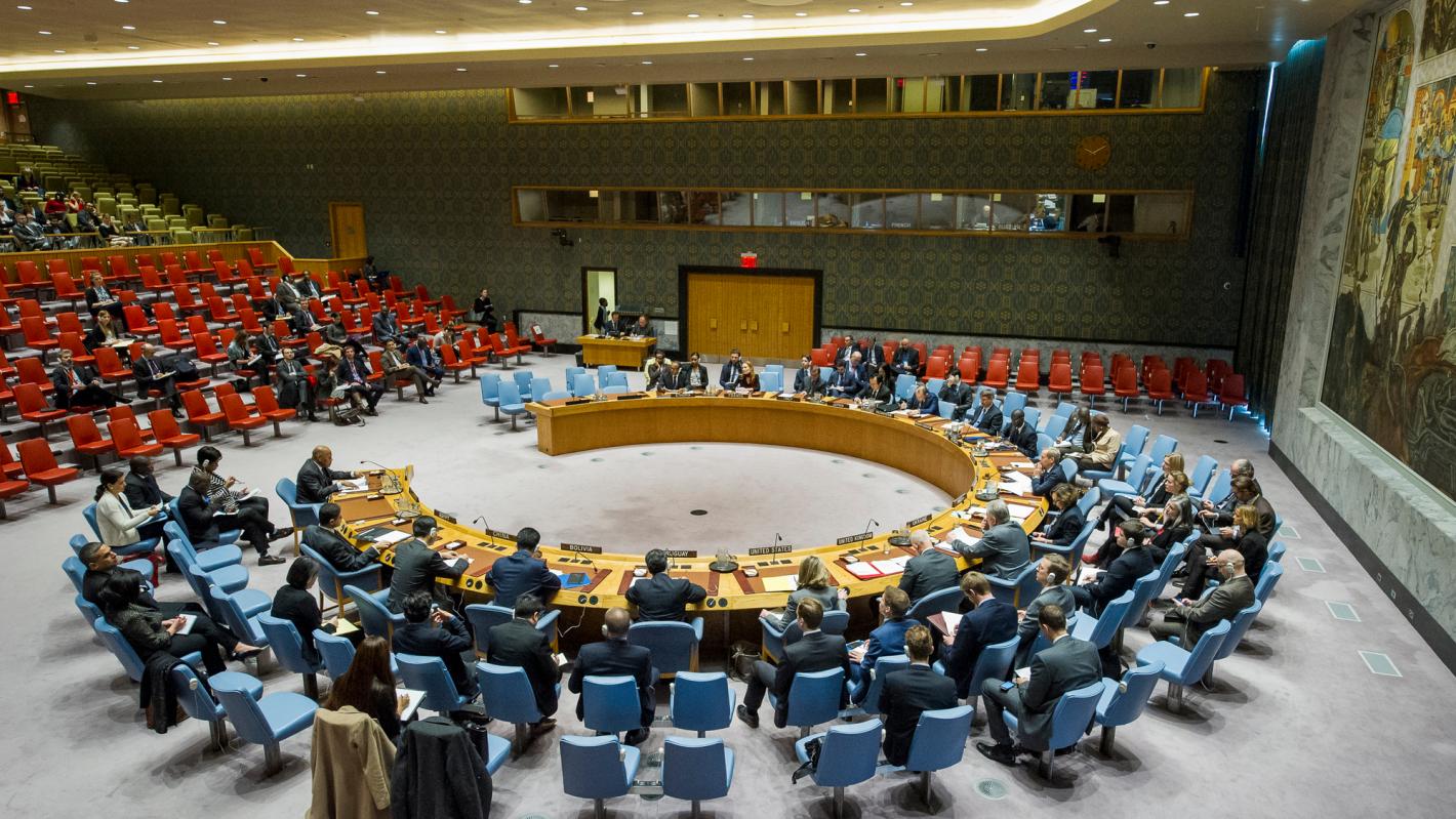 A wide view of the Security Council meeting on developments and trends in West Africa and the Sahel.