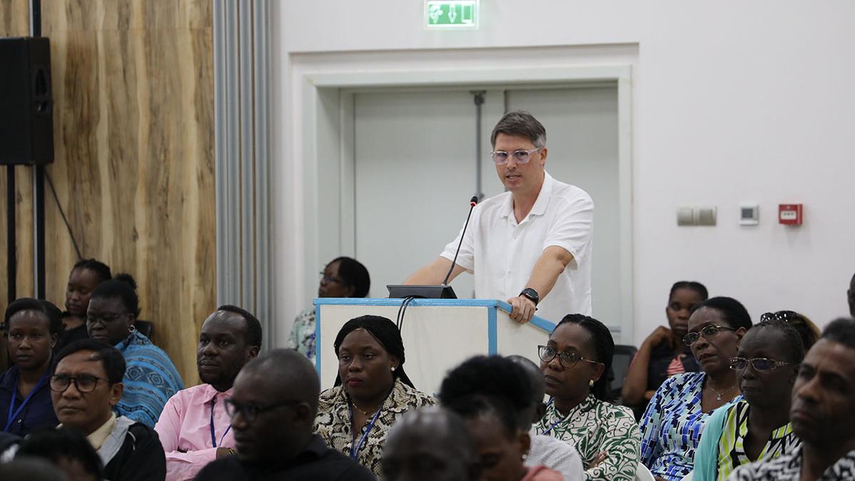 Chairman, FSU in Entebbe, Dejan Stepanovic makes his comments at the RSCE all-staff townhall