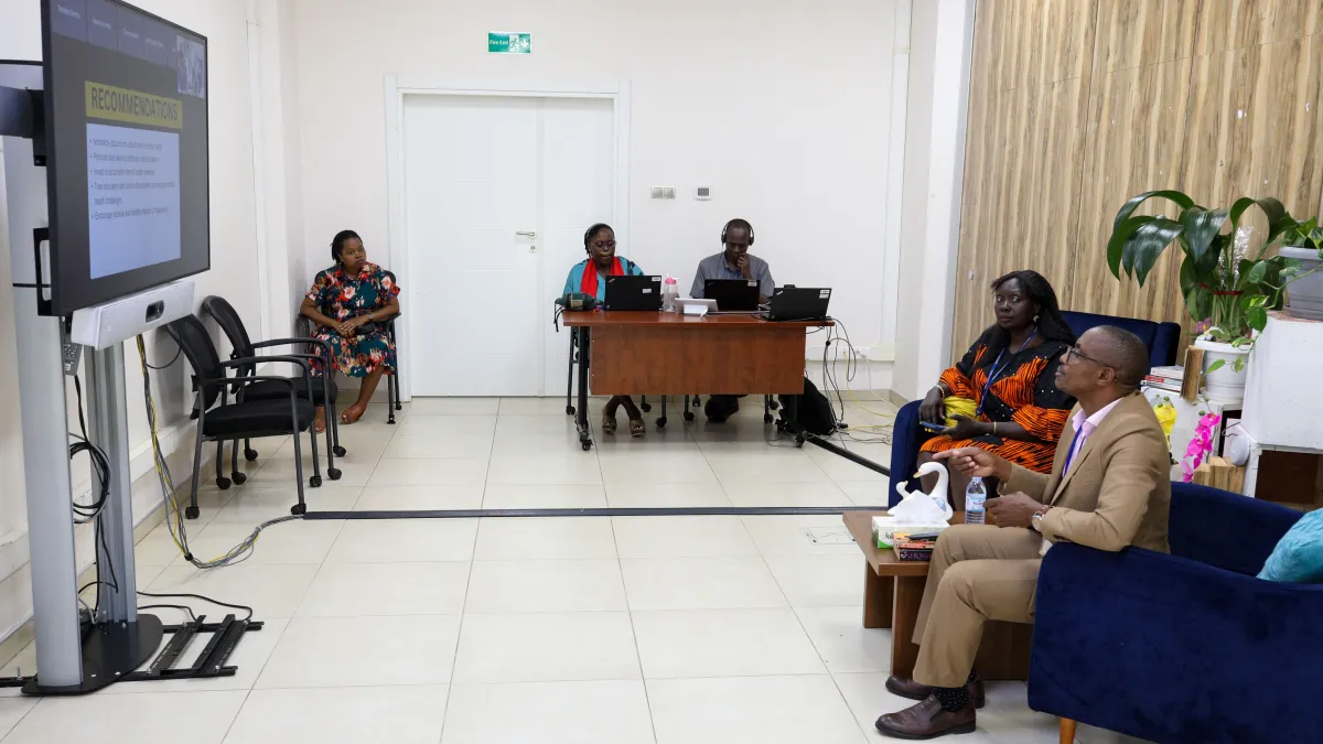 Mental Health Expert making virtual presentation to staff Mental Health Expert speaks