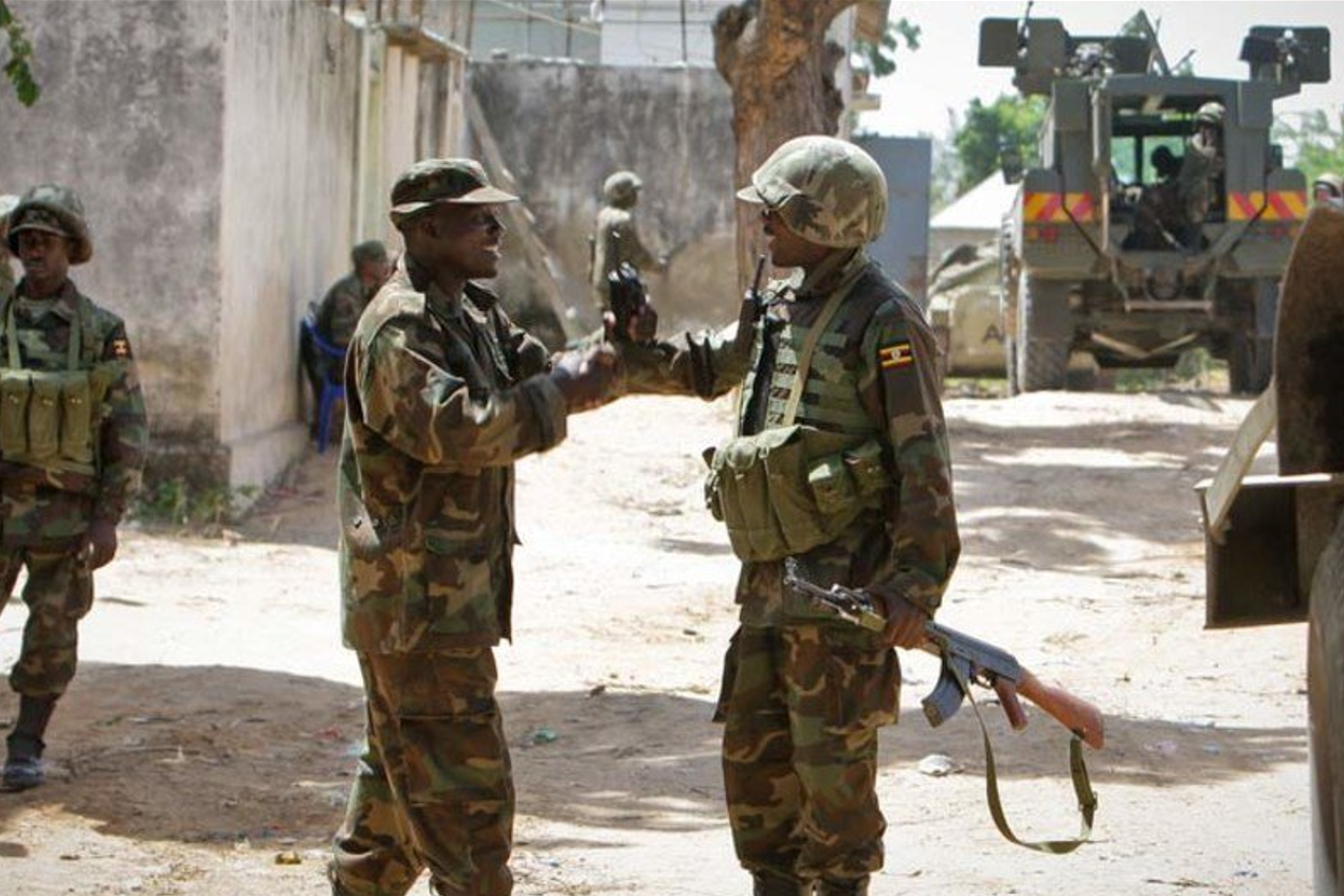 Ugandan soldiers serving with the African Union Mission in Somalia (AMISOM).