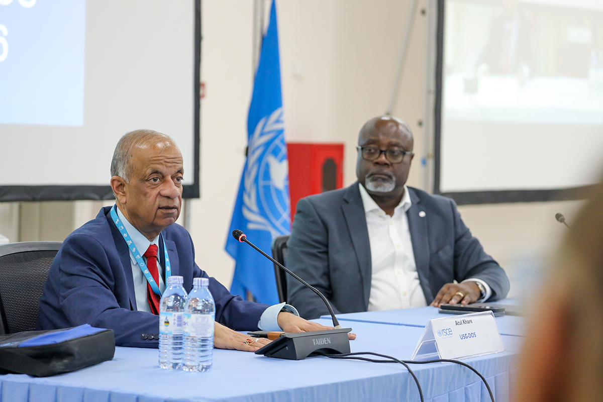 UN Under-Secretary-General for Operational Support, Mr. Atul Khare addressing RSCE staff during townhall meeting.