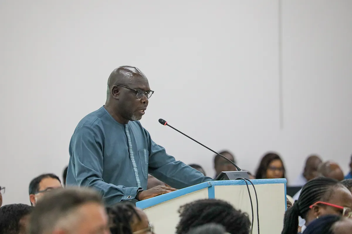 Chief of Regional Field Technology Services, Mr. Emmanuel Ngor, making a contribution during the townhall meeting. Chief of Regional Field Technology Services, Mr. Emmanuel Ngor, making a contribution during the townhall meeting.