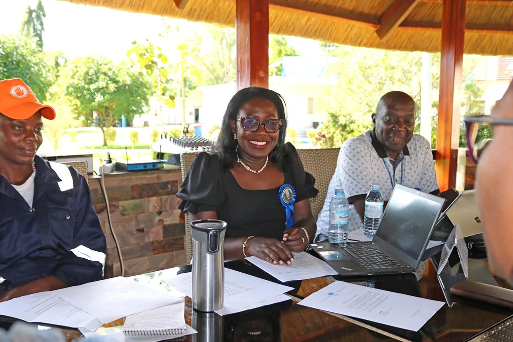 Chief LARRMU, Elise Metougue (C) and ISO Consultant (R) share a moment with RSCE staff members Chief LARRMU, Elise Metougue (C) and ISO Consultant (R).