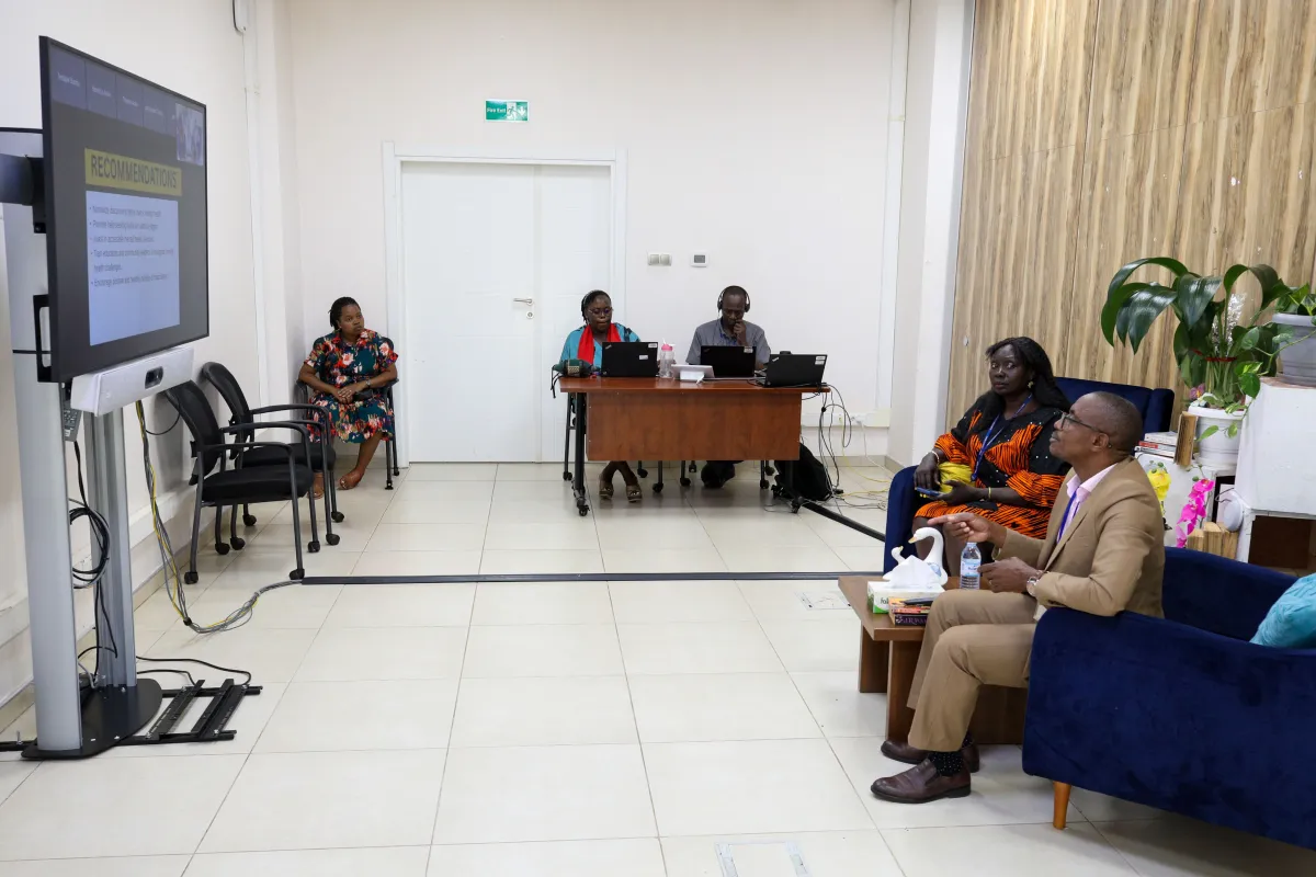 Mental Health Expert making virtual presentation to staff Mental Health Expert speaks